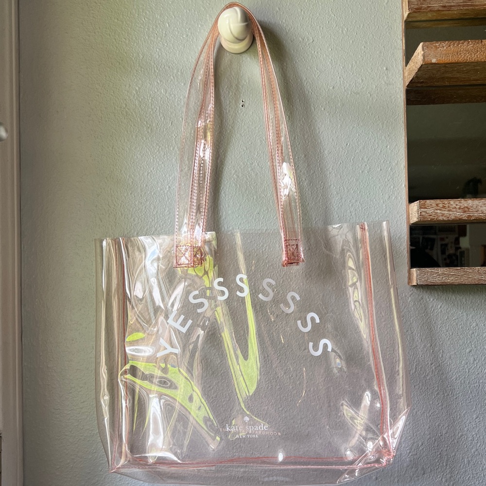 ⚡RARE⚡Kate Spade Clear Transparent Pink Tote Yes